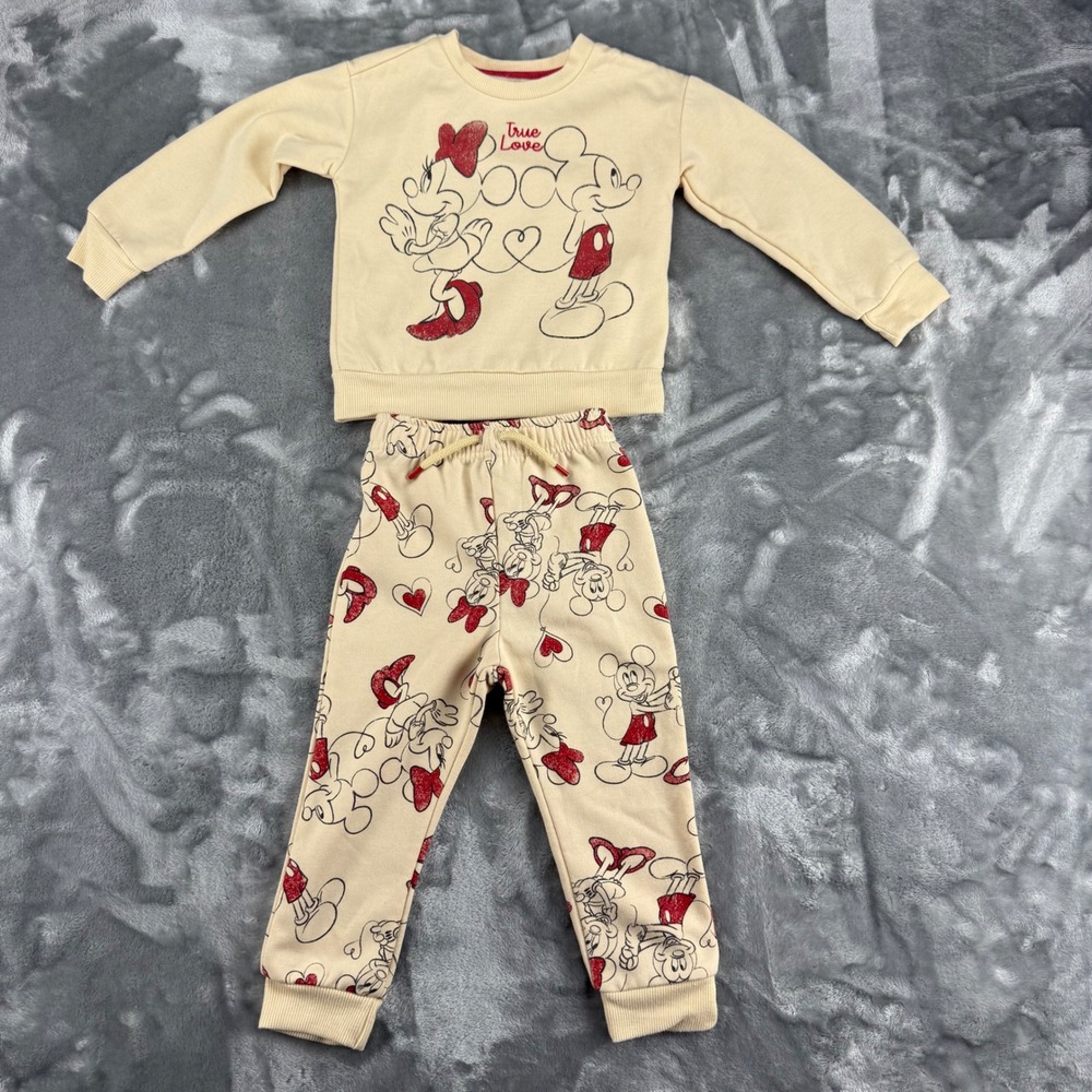 Disney Mickey and Minnie Mouse True Love Fleece Sweatshirt and Joggers Set 2T‎